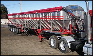 Stainless steel EZ-Tarp system on a 53' semitrailer.